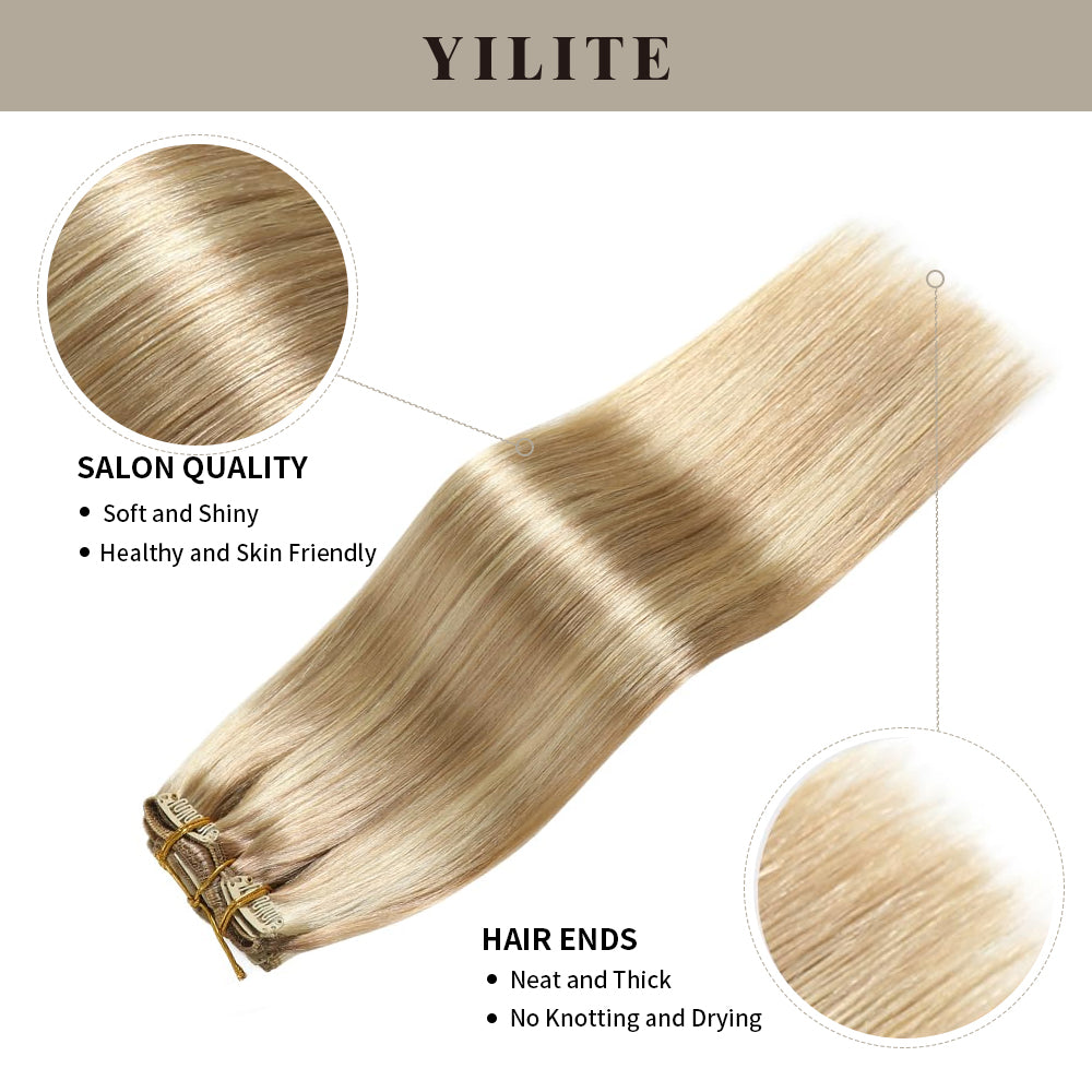 Yilite (#P18/613) Ash Blonde Highlights Classic Clip Ins