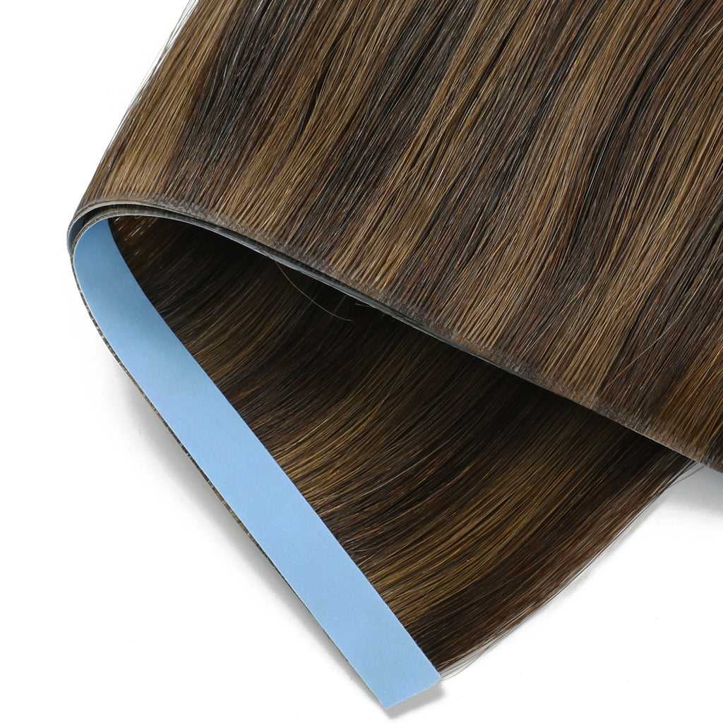 Yilite (#P2/6) Darkest Brown Chestnut Balayage Tape Weft Hair Extensions