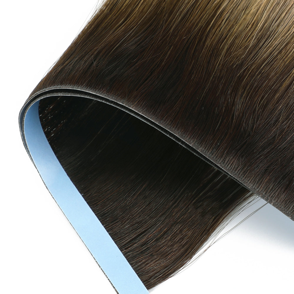 Yilite (#T2/P18/60) Darkest Brown with Ash Blonde Balayage Tape Weft Hair Extensions