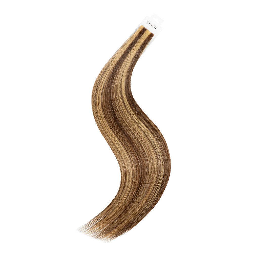 Yilite (#P4/27) Caramel Blonde Balayage Invisible Tape In Extensions 20Pcs