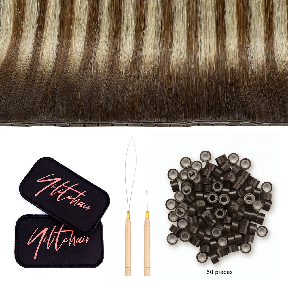 Yilite (#P6/613/T4) Brown to Blonde Balayage Butterfly Weft Hair Extensions