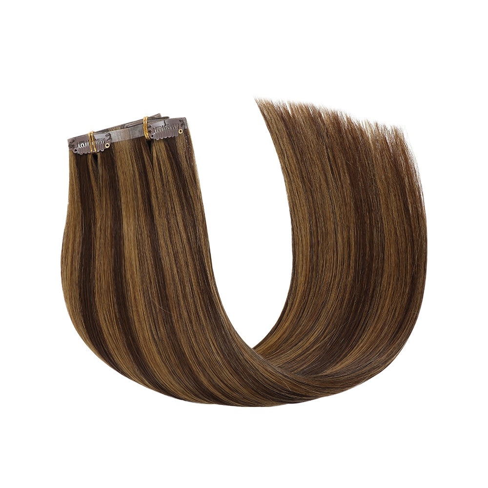 Yilite (#P2/6) Darkest Brown Chestnut Balayage Seamless Clip Ins 7Pcs