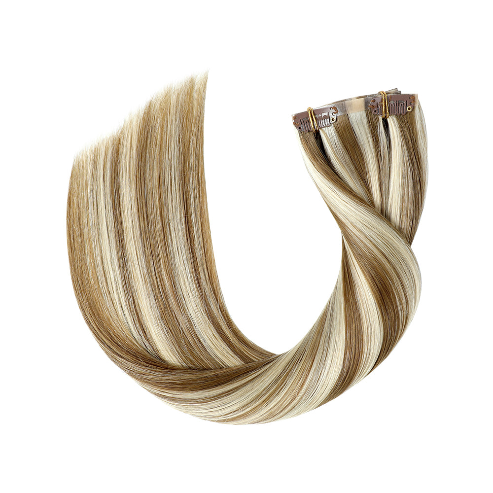 Yilite (#P6/613) Chestnut Brown Balayage Seamless Clip Ins 7Pcs