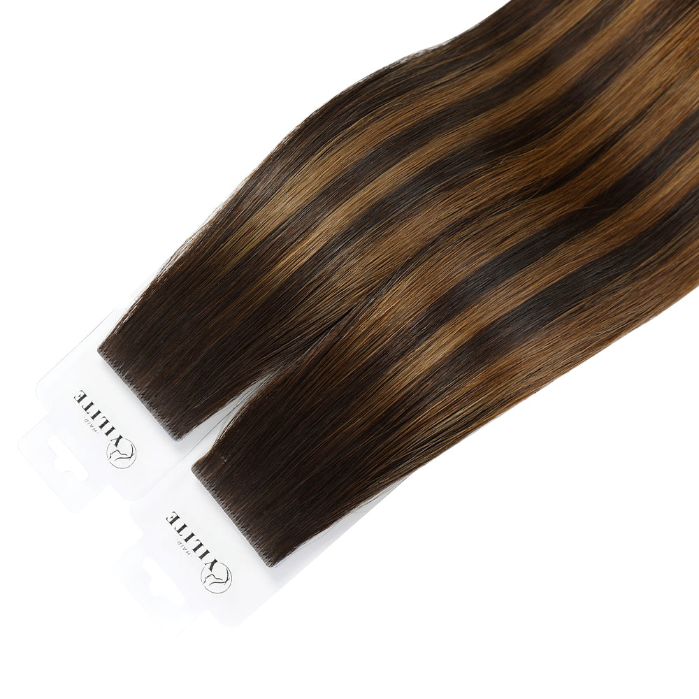 Yilite (#P2/6/T2) Darkest Brown Balayage Invisible Tape In Extensions 20Pcs