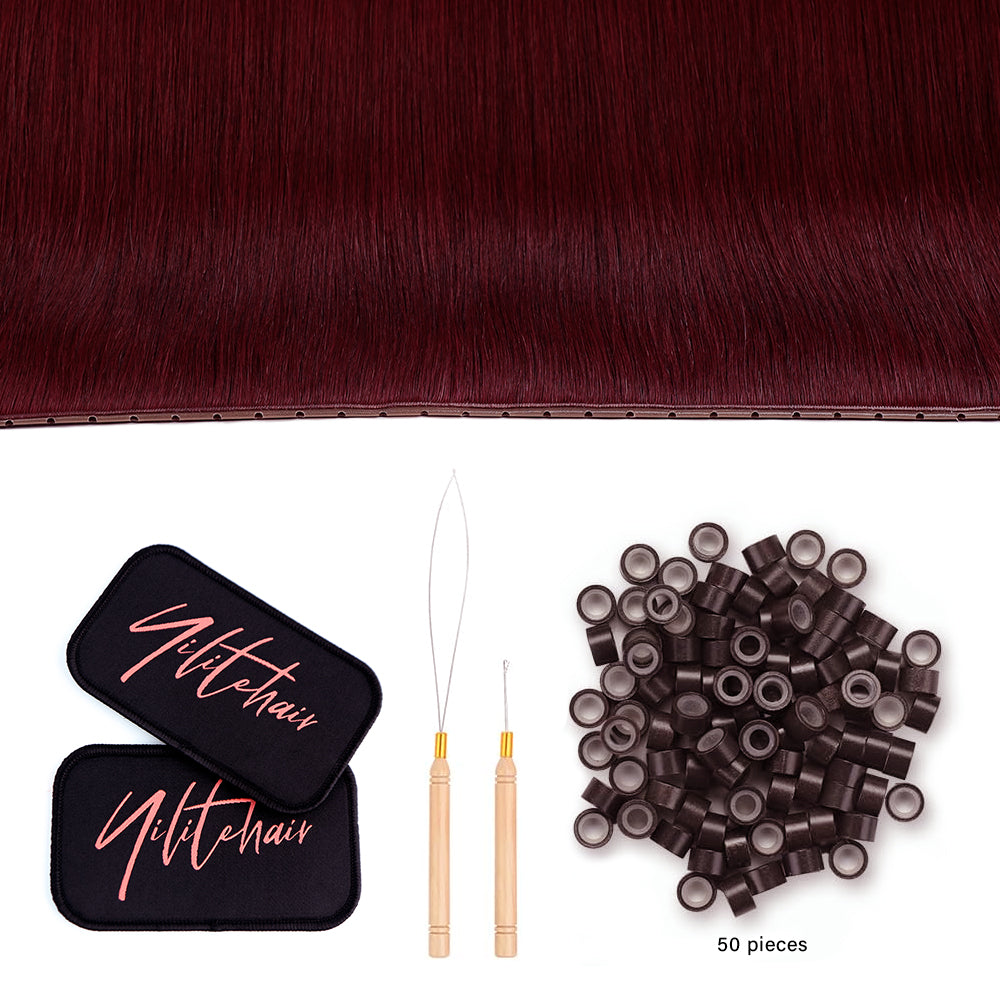 Yilite (#99J) Burgundy Butterfly Weft Hair Extensions