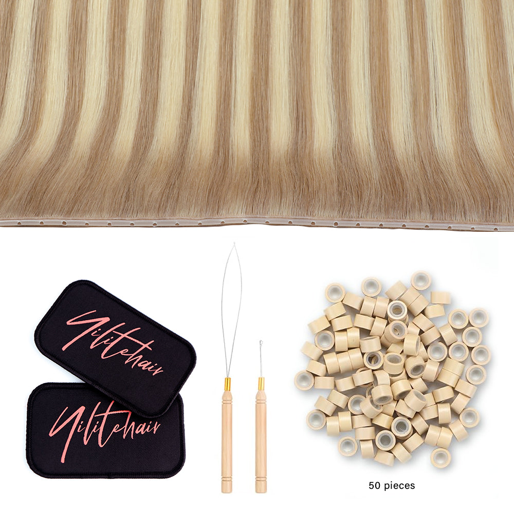 Yilite (#T18/P18/613) Ash Blonde Balayage Butterfly Weft Hair Extensions