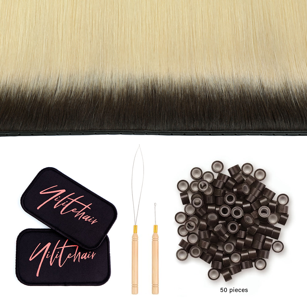 Yilite (#T2/60) Darkest Brown to Platinum Blonde Butterfly Weft Hair Extensions
