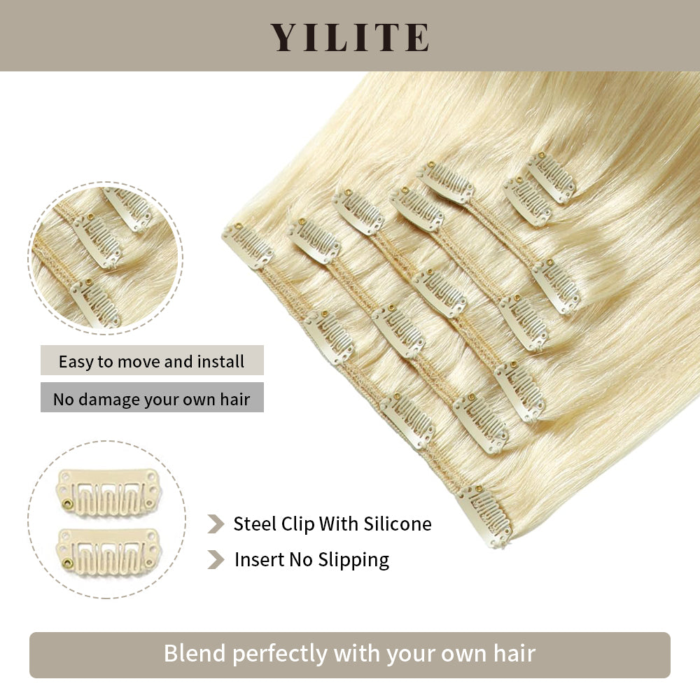 Yilite (#60) Platinum Blonde Classic Clip Ins