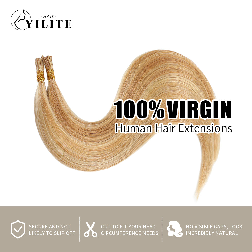 Yilite (#P27/613) Strawberry Blonde Bleach Blonde I Tip Extensions