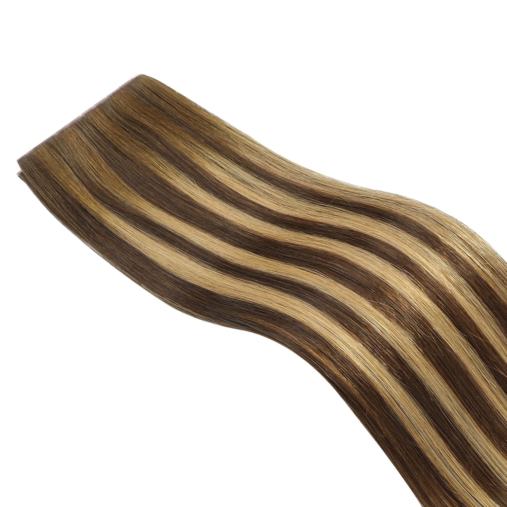 Yilite (#P4/27/T4) Chocolate Brown to Caramel Blonde Butterfly Weft Hair Extensions