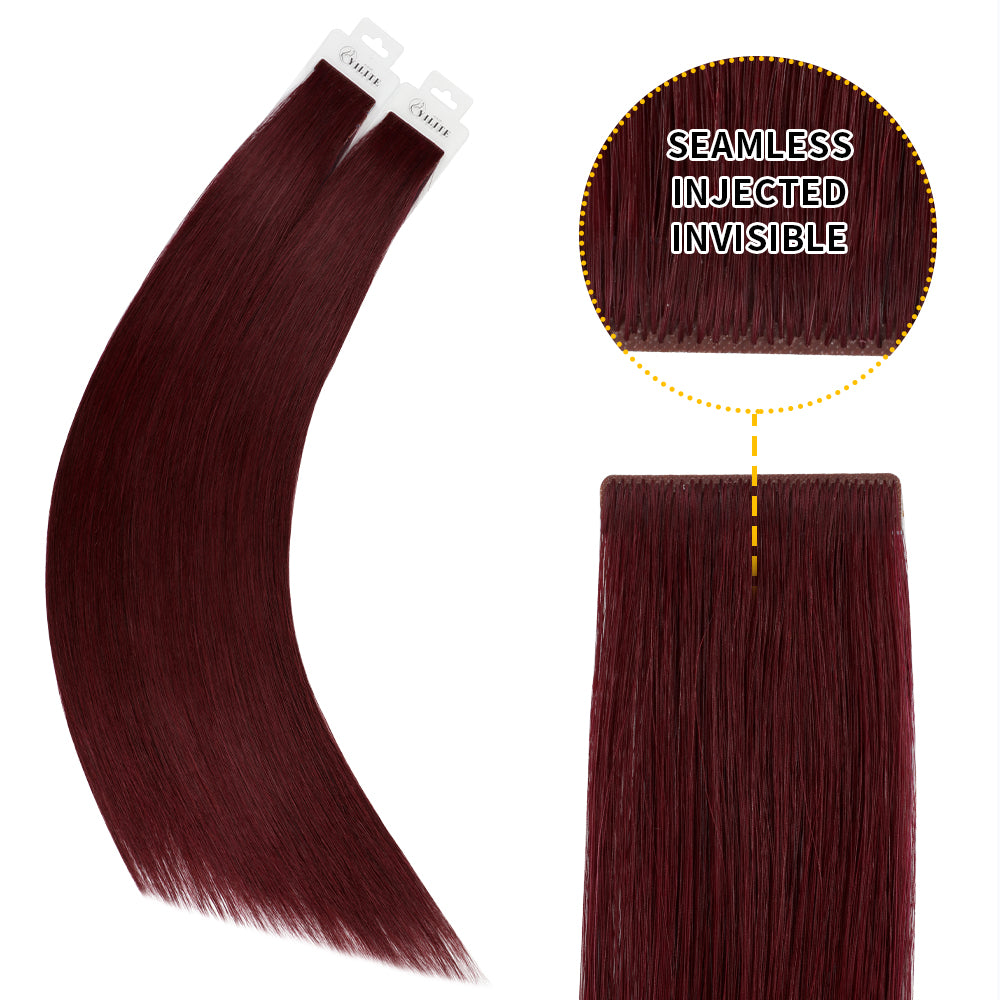 Yilite (#99J) Burgundy Invisible Tape In Extensions 20Pcs