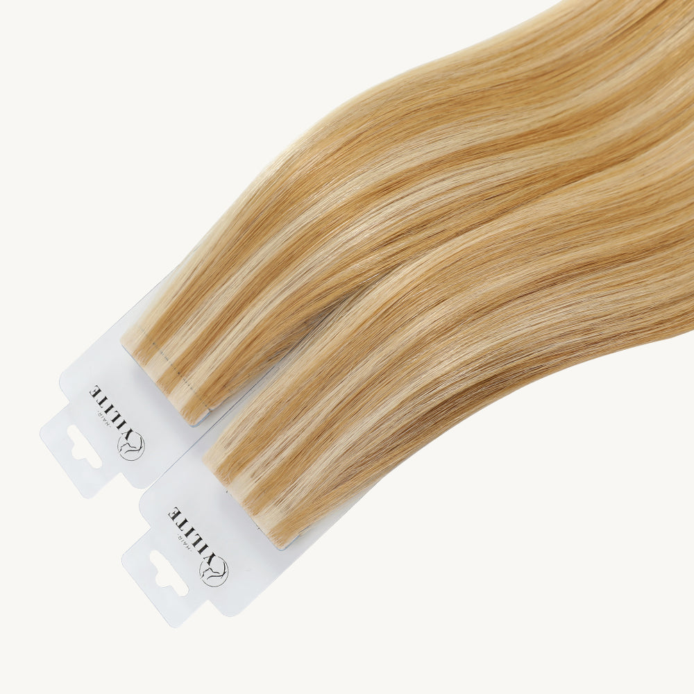 Yilite (#P27/613) Strawberry Blonde Bleach Blonde Invisible Tape In Extensions 20Pcs