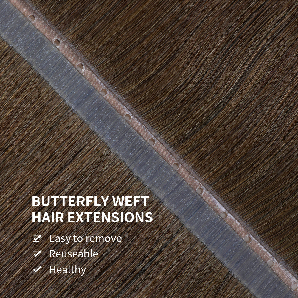 Yilite (#4) Chocolate Brown Butterfly Weft Hair Extensions