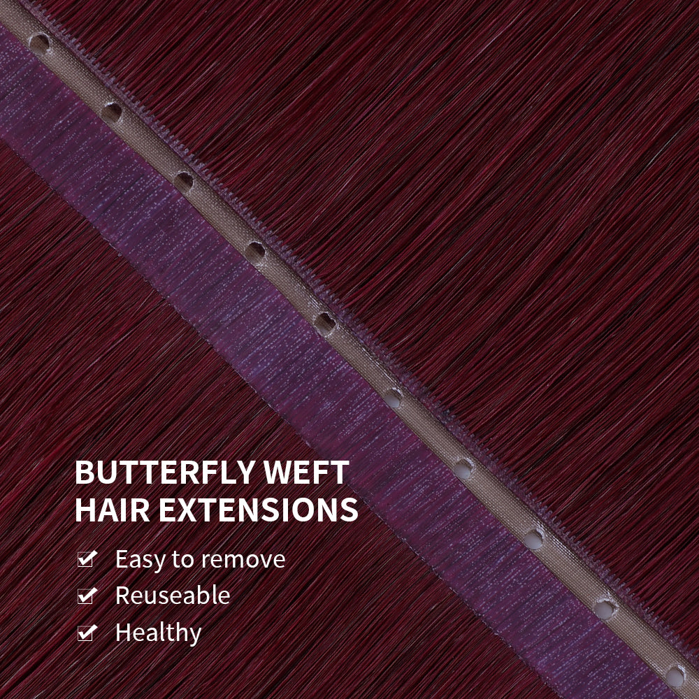 Yilite (#99J) Burgundy Butterfly Weft Hair Extensions