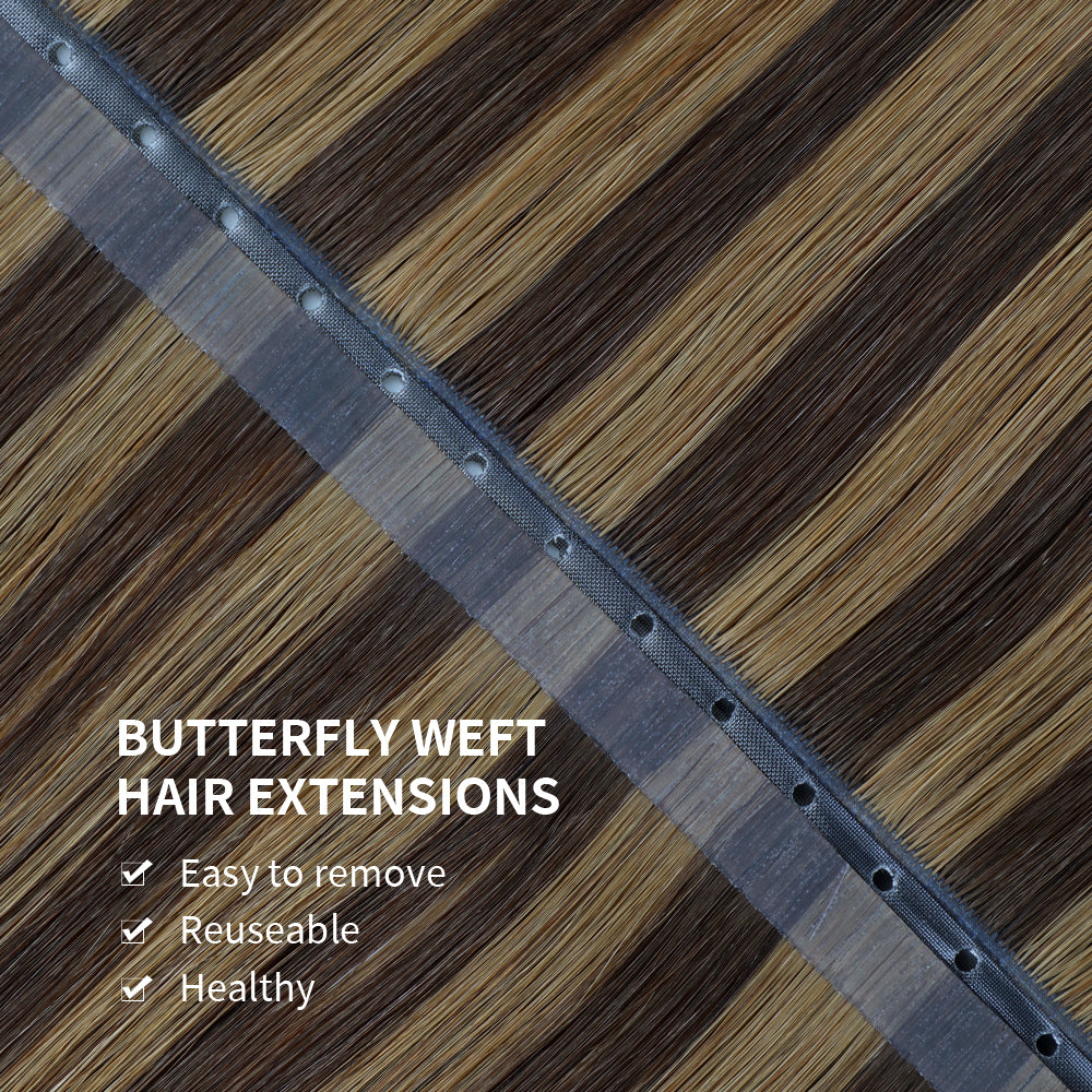 Yilite (#P2/6) Darkest Brown Chestnut Balayage Butterfly Weft Hair Extensions