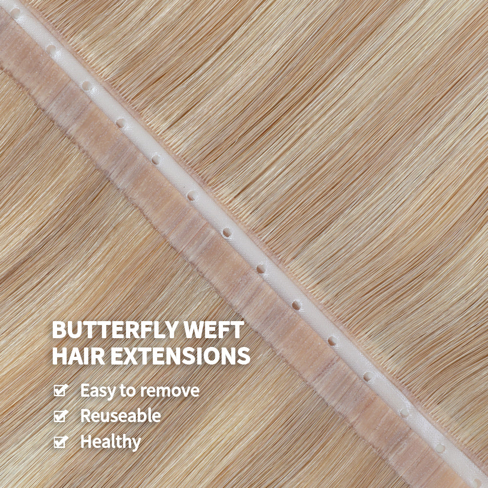 Yilite (#T18/P18/613) Ash Blonde Balayage Butterfly Weft Hair Extensions