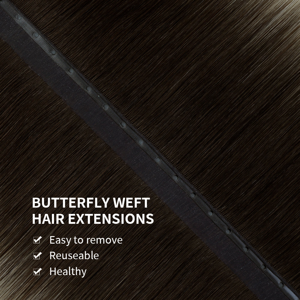 Yilite (#T2/60) Darkest Brown to Platinum Blonde Butterfly Weft Hair Extensions