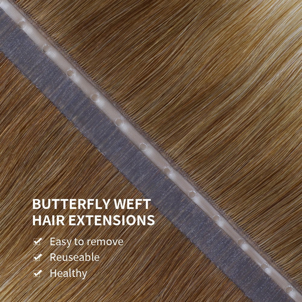 Yilite (#T8/60) Light Brown to Platinum Blonde Butterfly Weft Hair Extensions