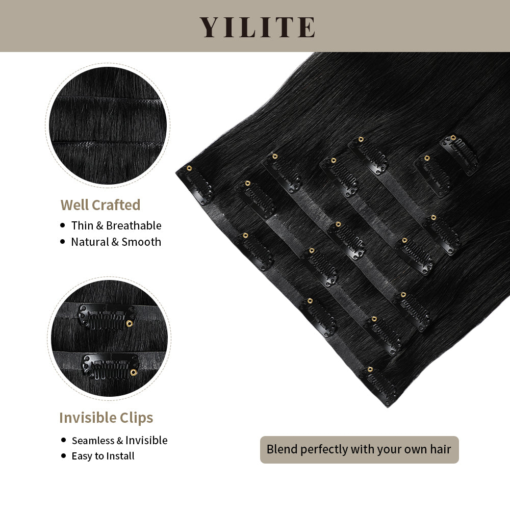 Yilite (#1) Jet Black Seamless Clip Ins 7Pcs
