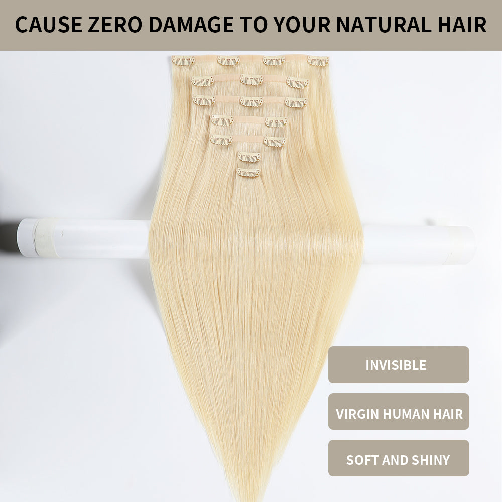 Yilite (#60) Platinum Blonde Seamless Clip Ins 7Pcs