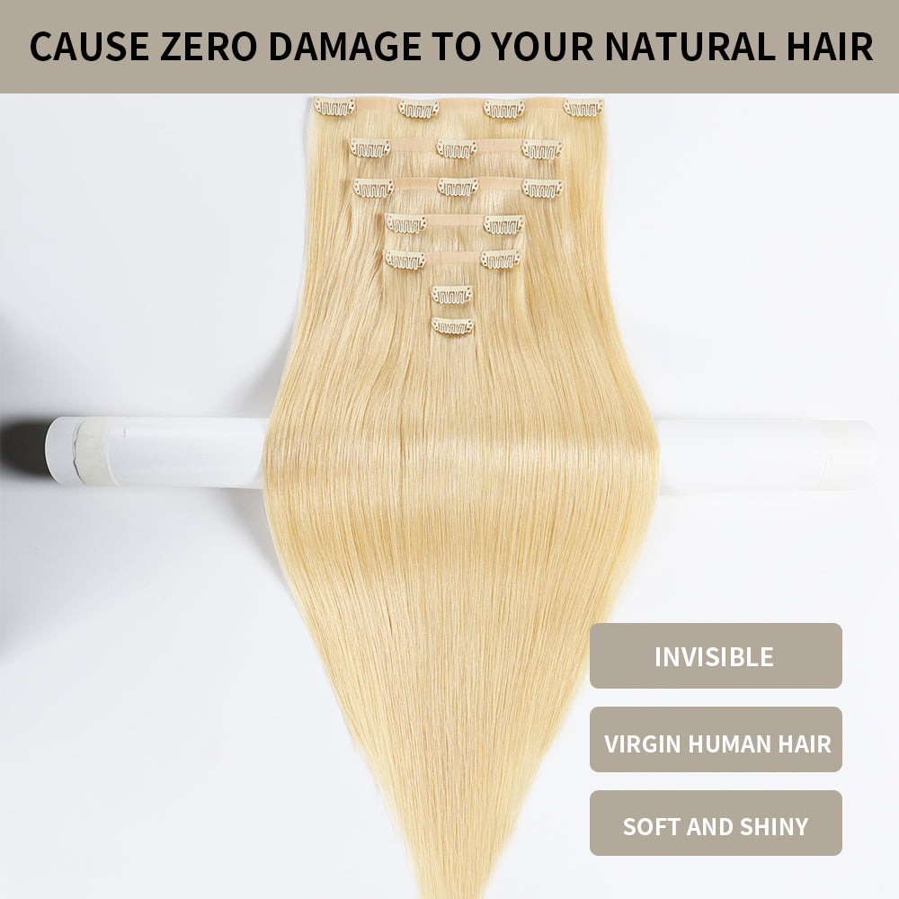 Yilite (#613) Bleach Blonde Seamless Clip Ins 7Pcs