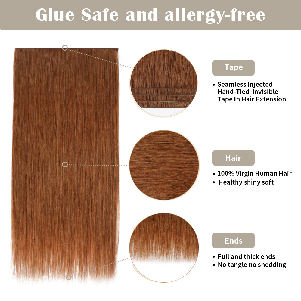 Yilite (#33) Dark Auburn Tape Weft Hair Extensions