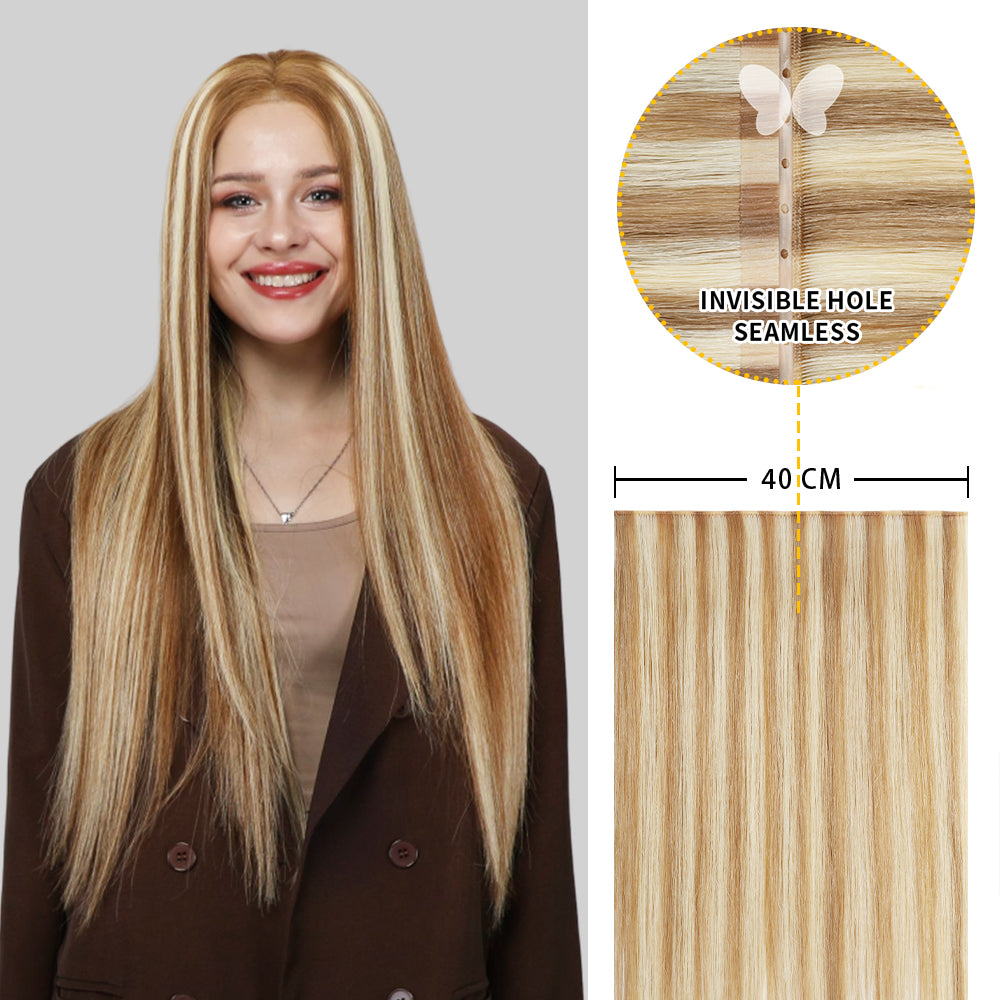 Yilite (#P18/613) Ash Blonde Highlights Butterfly Weft Hair Extensions