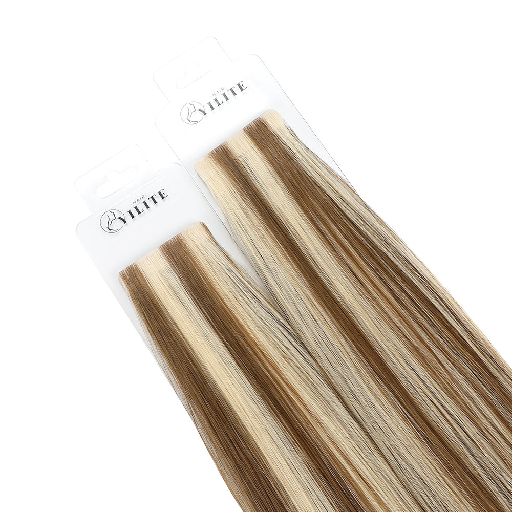 Yilite (#P6/613) Chestnut Brown Balayage Invisible Tape In Extensions 20Pcs