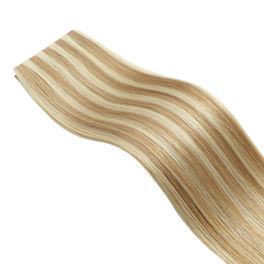 Yilite (#P18/613) Ash Blonde Highlights Butterfly Weft Hair Extensions