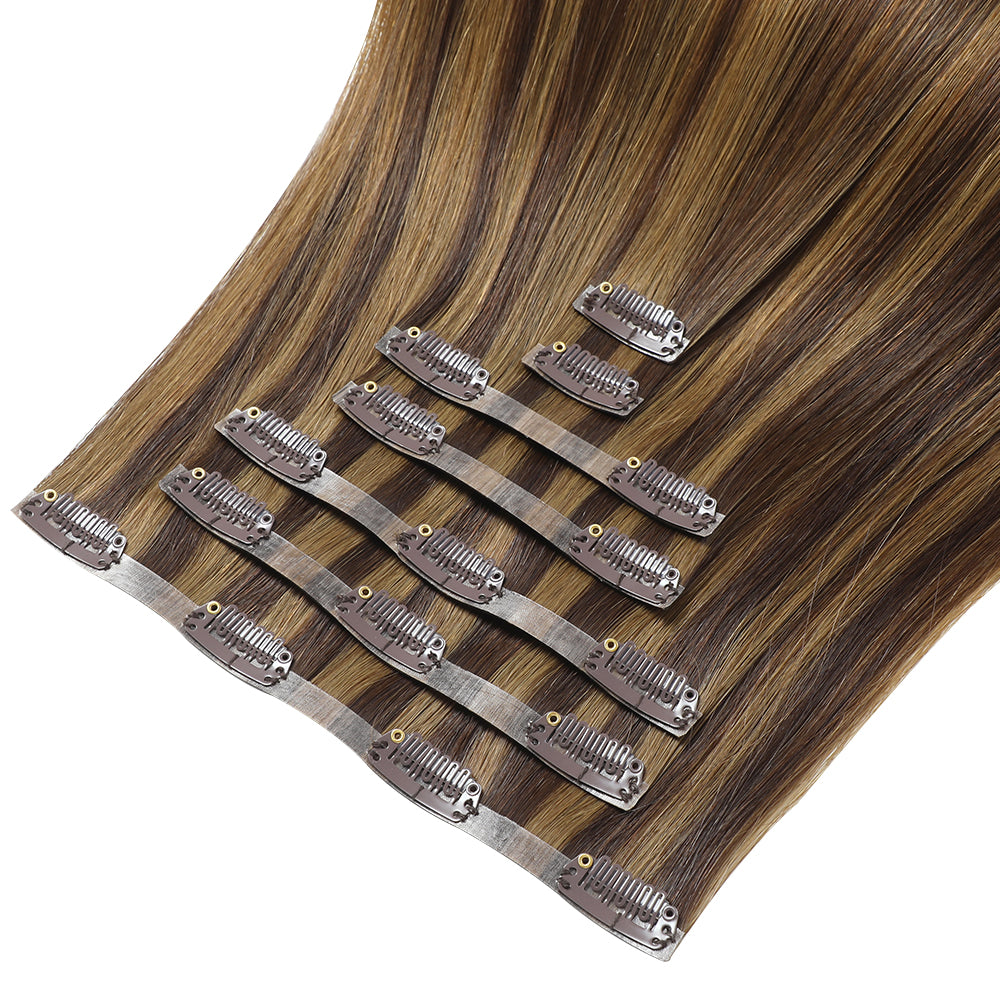 Yilite (#P2/6) Darkest Brown Chestnut Balayage Seamless Clip Ins 7Pcs