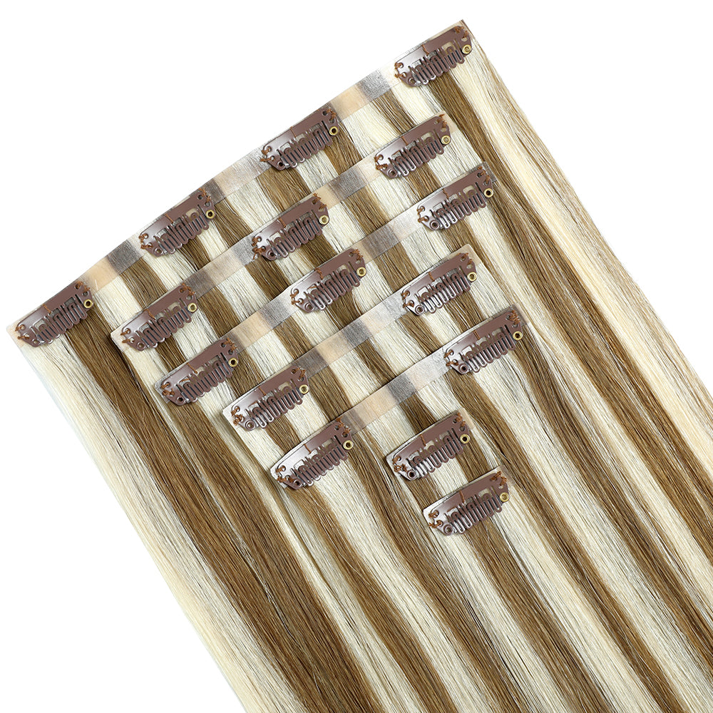 Yilite (#P6/613) Chestnut Brown Balayage Seamless Clip Ins 7Pcs