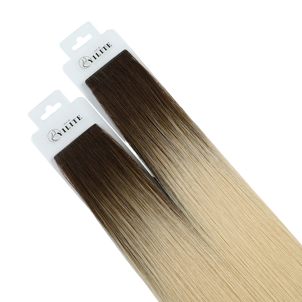 Yilite (#T2/60) Darkest Brown to Platinum Blonde Invisible Tape In Extensions 20Pcs