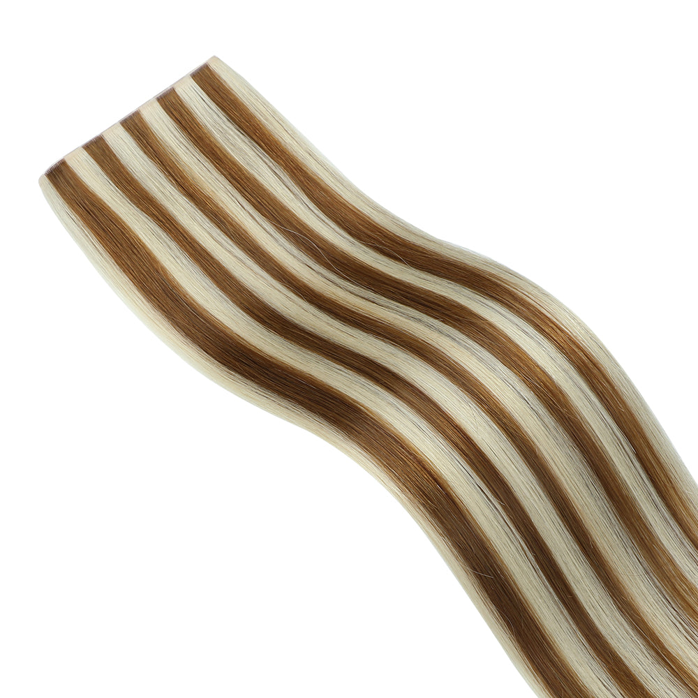 Yilite (#P8/60) Light Brown with Blonde Balayage Butterfly Weft Hair Extensions