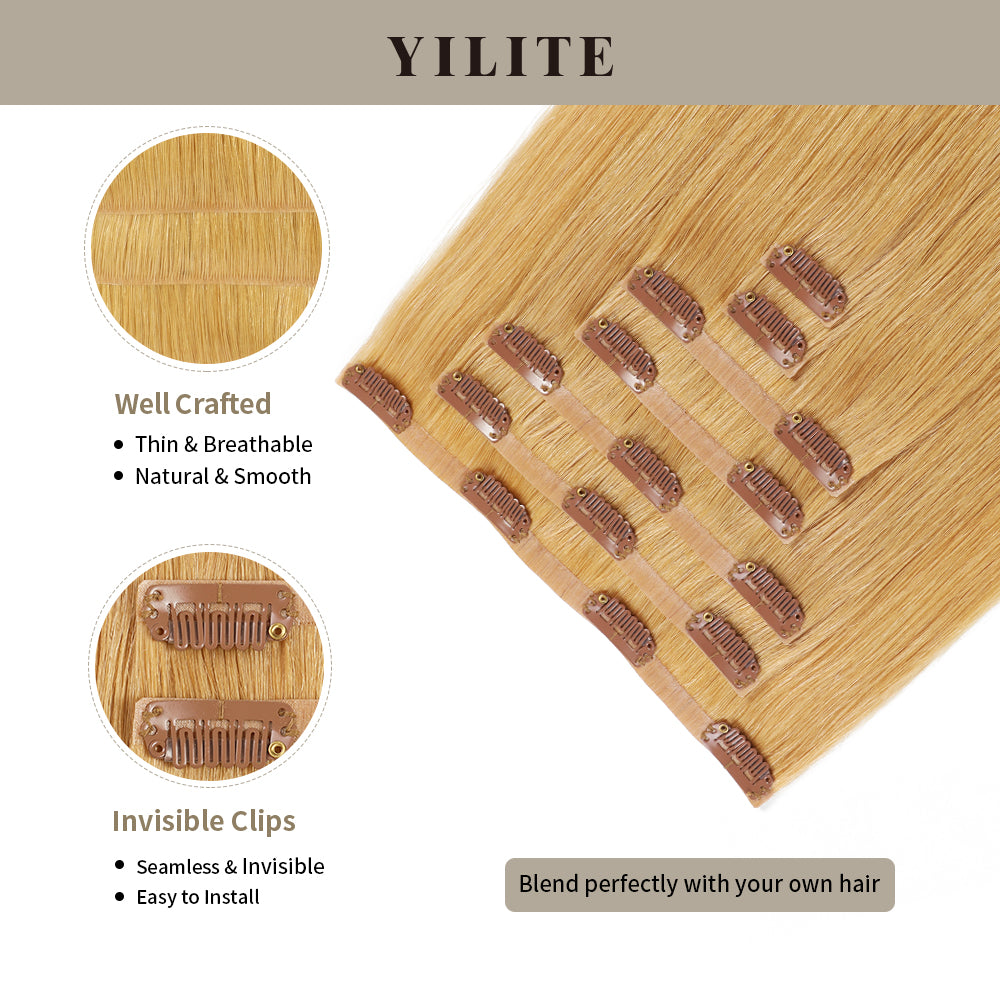 Yilite (#27) Strawberry Blonde Seamless Clip Ins 7Pcs