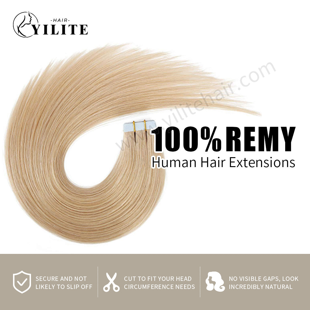 Yilite (#16) Light Blonde Tape In Hair Extensions Remy Human Hair 24Pcs