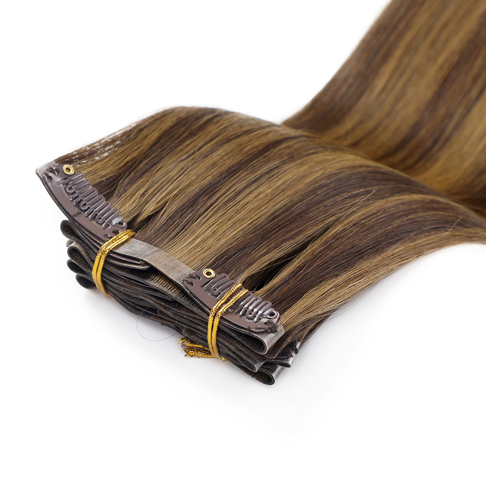 Yilite (#P2/6) Darkest Brown Chestnut Balayage Seamless Clip Ins 7Pcs