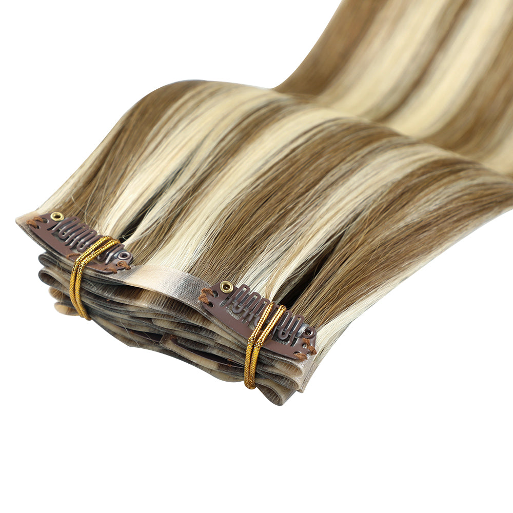 Yilite (#P6/613) Chestnut Brown Balayage Seamless Clip Ins 7Pcs