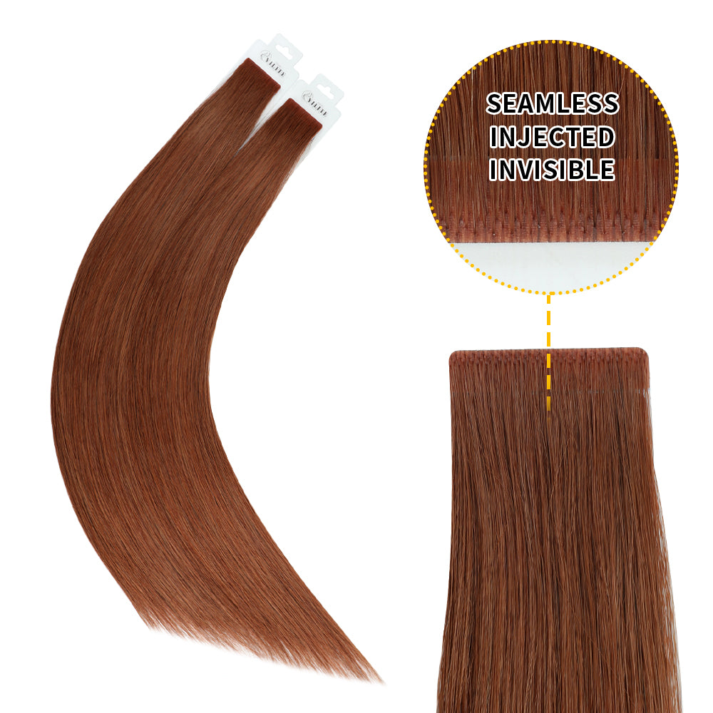 Yilite (#33) Dark Auburn Invisible Tape In Extensions 20Pcs