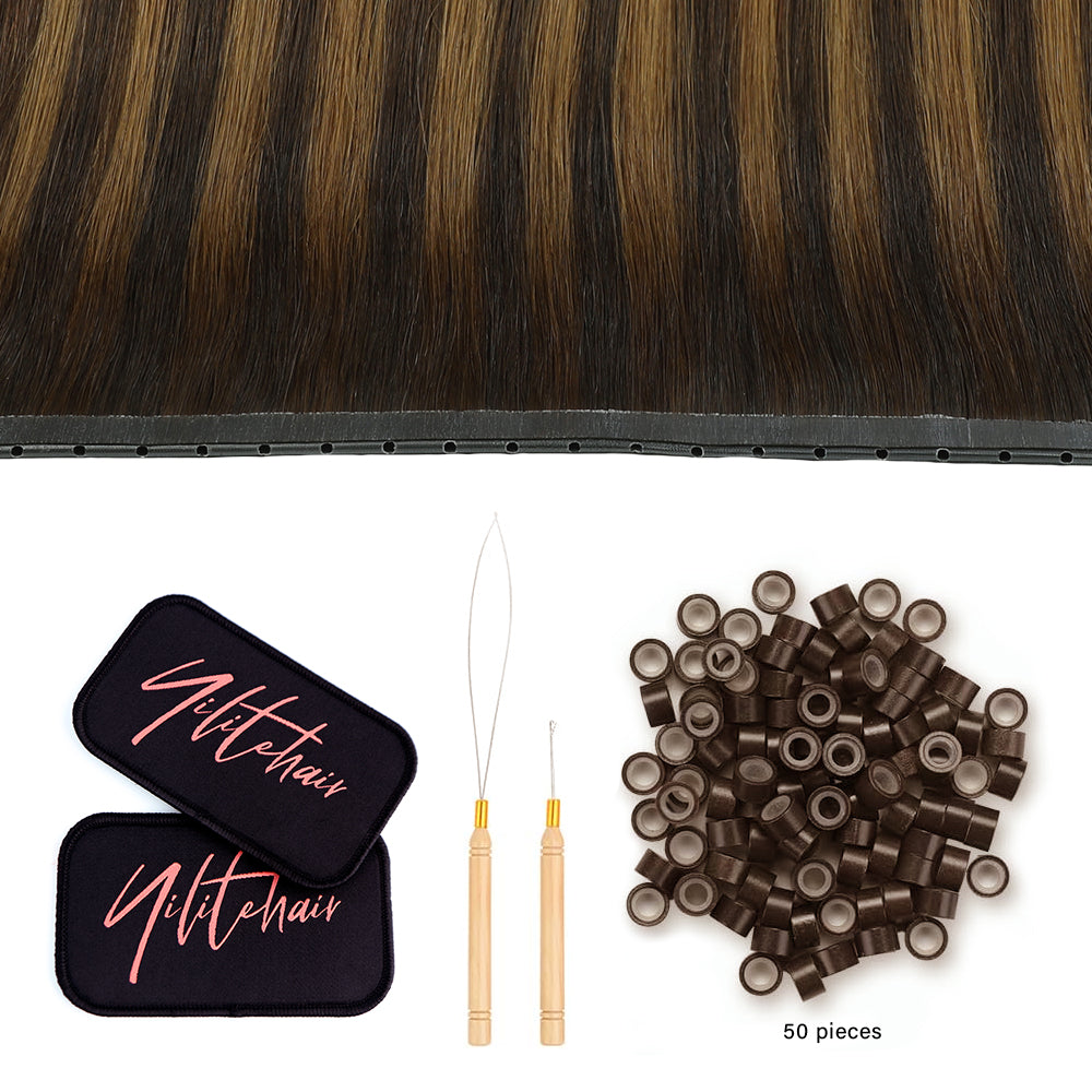 Yilite (#P2/6/T2) Darkest Brown Balayage Butterfly Weft Hair Extensions