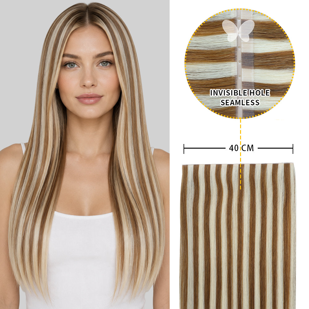 Yilite (#P8/60) Light Brown with Blonde Balayage Butterfly Weft Hair Extensions
