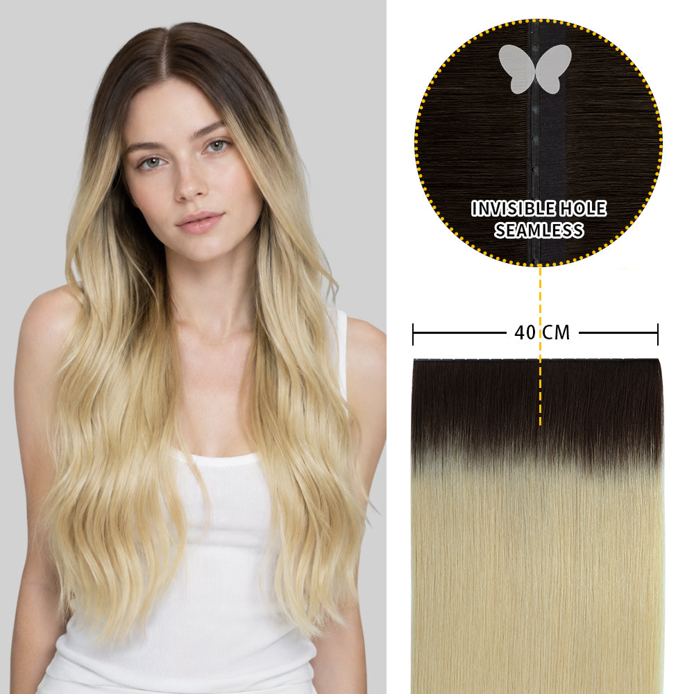 Yilite (#T2/60) Darkest Brown to Platinum Blonde Butterfly Weft Hair Extensions
