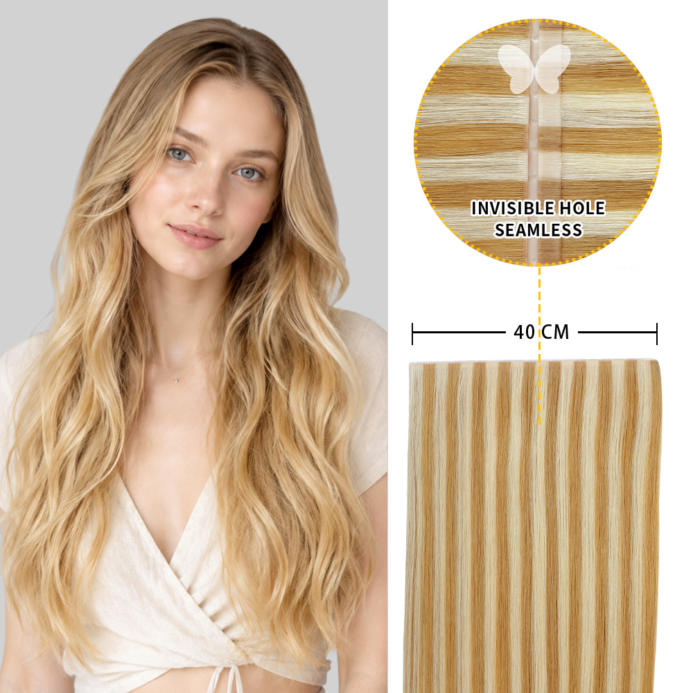 Yilite (#P27/613) Strawberry Blonde Bleach Blonde Butterfly Weft Hair Extensions