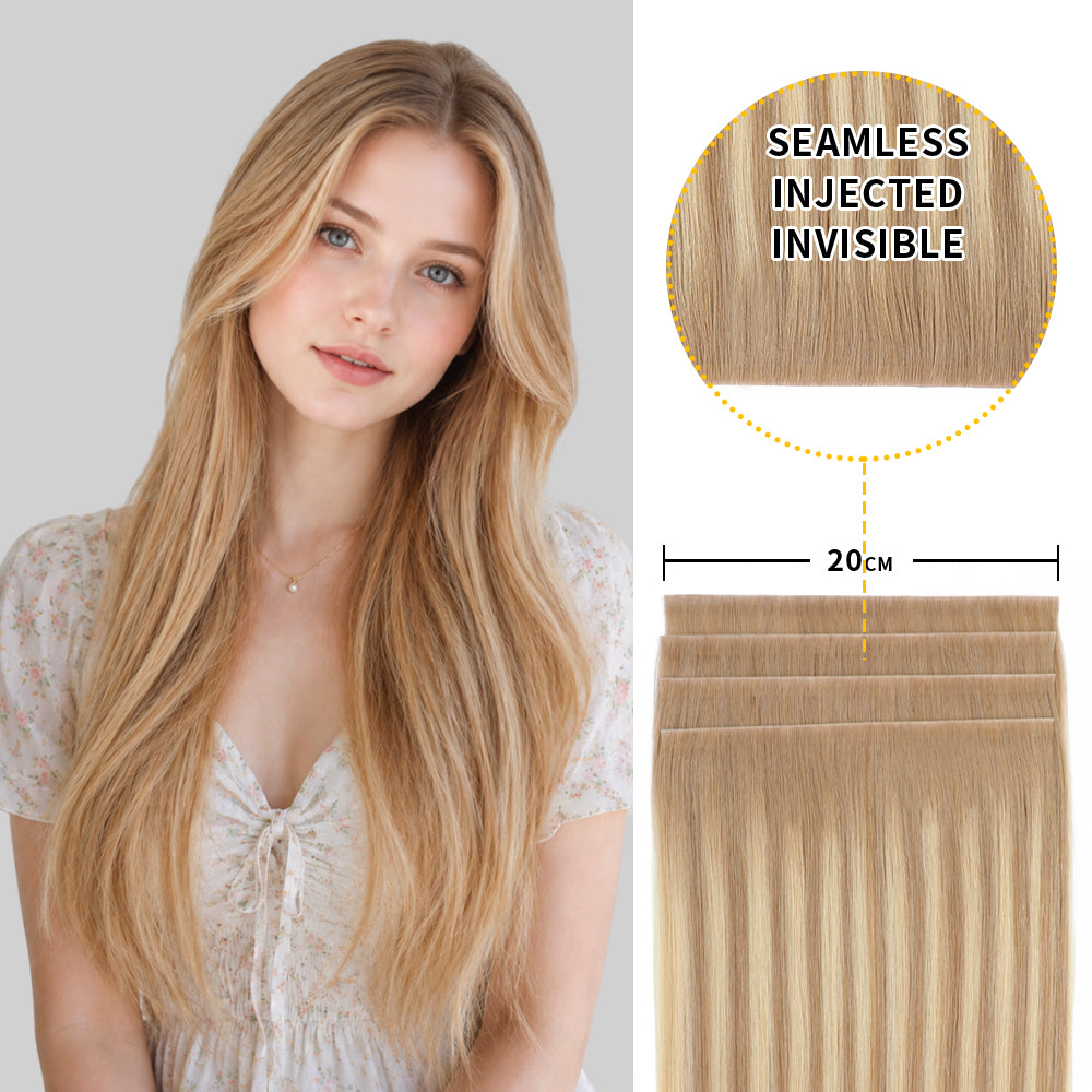 Yilite (#T18/P18/613) Ash Blonde Balayage Tape Weft Hair Extensions