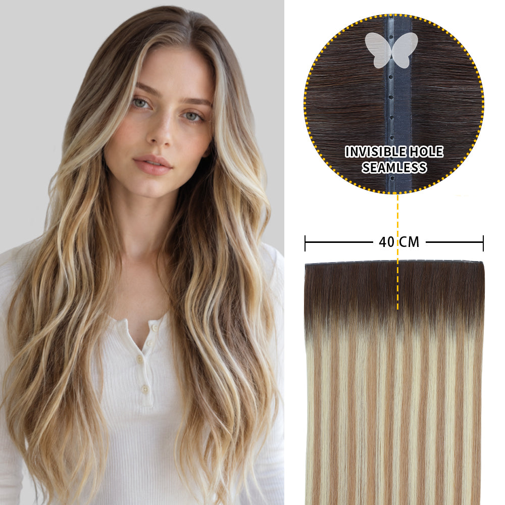 Yilite (#T2/P18/60) Darkest Brown with Ash Blonde Balayage Butterfly Weft Hair Extensions