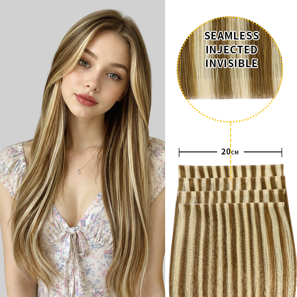 Yilite (#P6/613) Chestnut Brown Balayage Tape Weft Hair Extensions