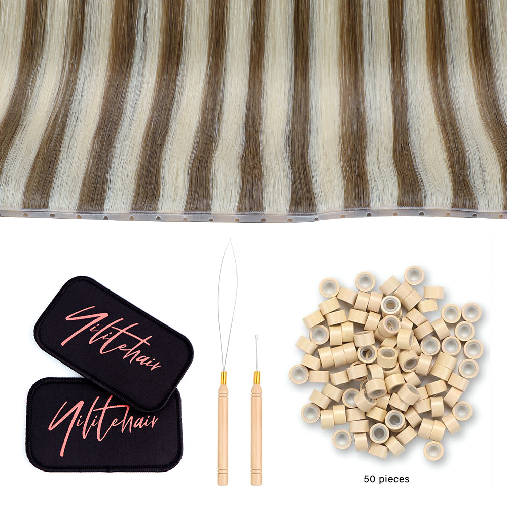Yilite (#P6/613) Chestnut Brown Balayage Butterfly Weft Hair Extensions