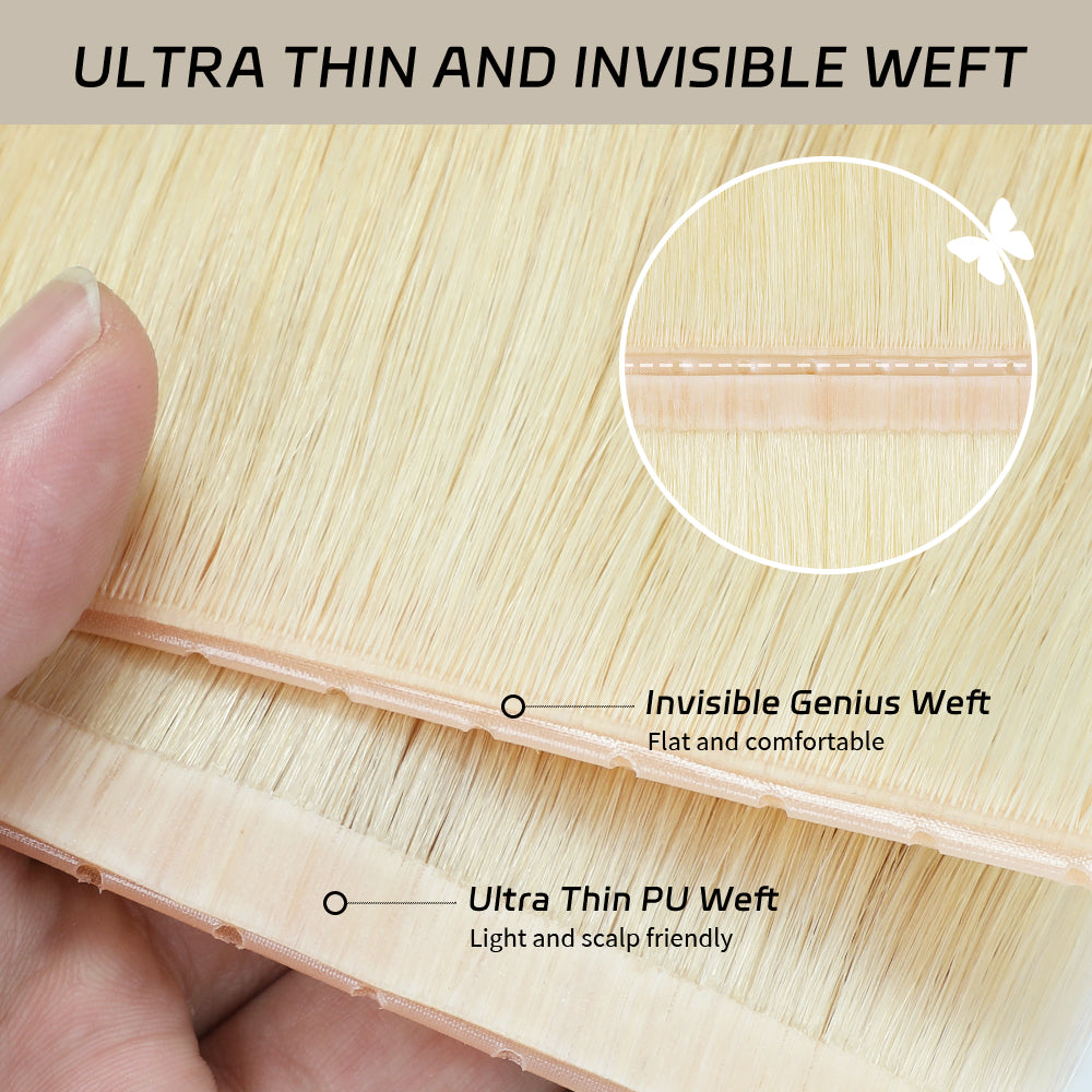 Yilite (#60) Platinum Blonde Butterfly Weft Hair Extensions