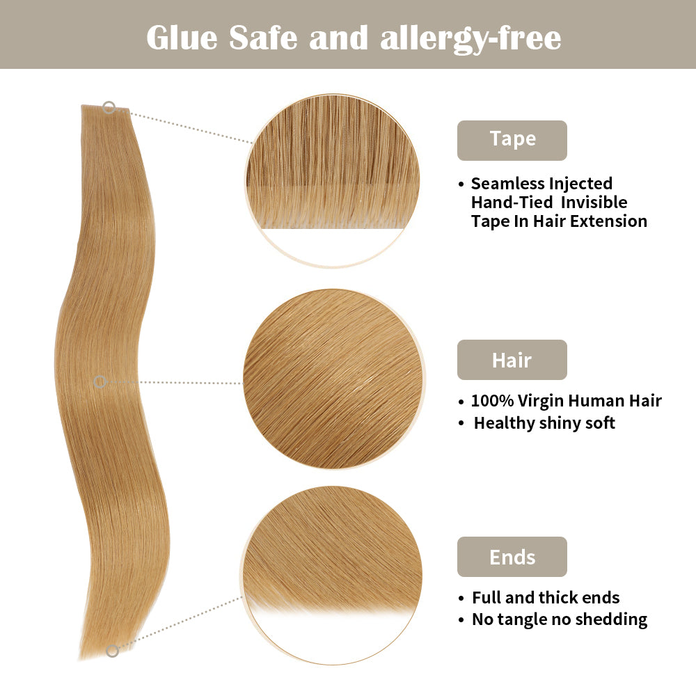 Yilite (#27) Strawberry Blonde Invisible Tape In Extensions 20Pcs