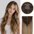 Yilite (#P6/613/T4) Brown to Blonde Balayage Seamless Clip Ins 7Pcs