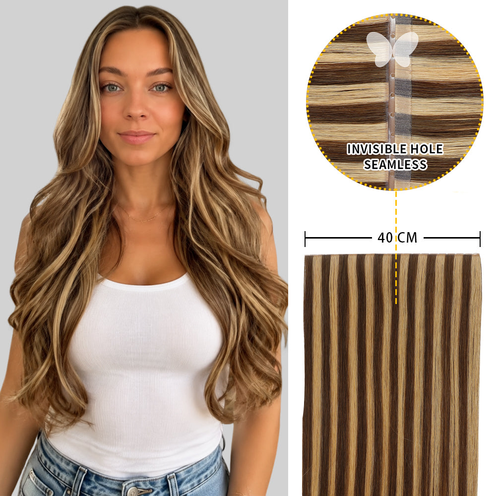 Yilite (#P4/27) Caramel Blonde Balayage Butterfly Weft Hair Extensions
